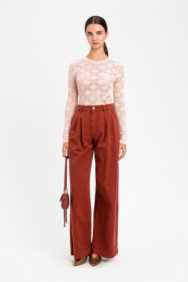 Broek cherry wood twinset
